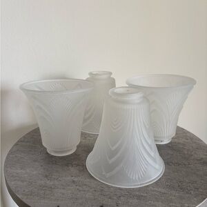 Elegant Frosted Glass Lamp Shades Set of 4 Bell Shaped Ceiling Fan Table Lamp